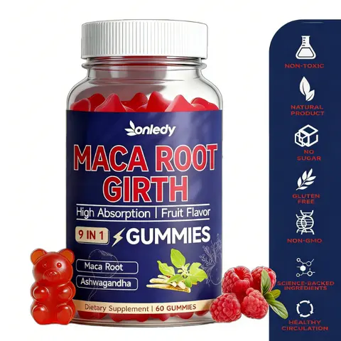 9-in-1 Chewable Dietary Vitamin Supplement Gummies - 400mg Maca, 500mg Ashwagandha, Magnesium, Zinc+D3 Immune & Antioxidant Support - Raspberry Flavor, High Absorption - Fitness Use - Vegan & Non-GMO, Sugar-Free, Gluten-Free - Third Party Tested