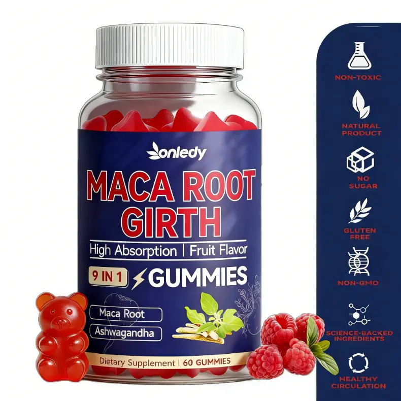 9-in-1 Chewable Dietary Vitamin Supplement Gummies - 400mg Maca, 500mg Ashwagandha, Magnesium, Zinc+D3 Immune & Antioxidant Support - Raspberry Flavor, High Absorption - Fitness Use - Vegan & Non-GMO, Sugar-Free, Gluten-Free - Third Party Tested
