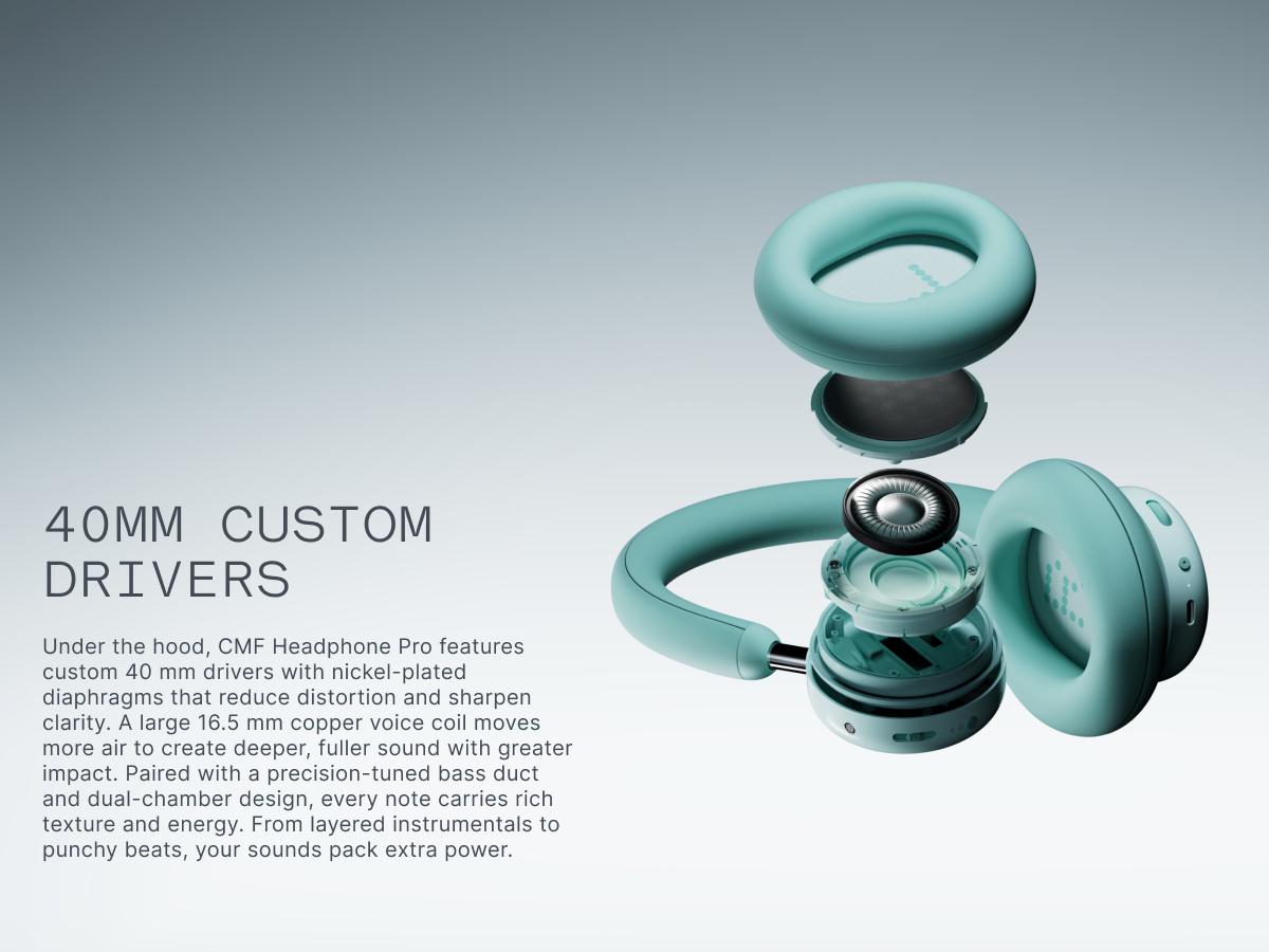 CMF Headphone Pro Wireless Modular Over-Ear Headphones with ANC, Hi-Res LDAC, 100H Battery & Fun Controls