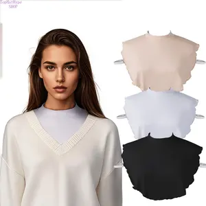 New Modal Cotton Fake Collar Scarf for Women, Solid Color Pure Cotton Neck Warmer, Soft Warm Decorative Layering False Collar, Versatile Base Layer Accessory for Daily Casual Wear and Autumn Winter Outfit Styling