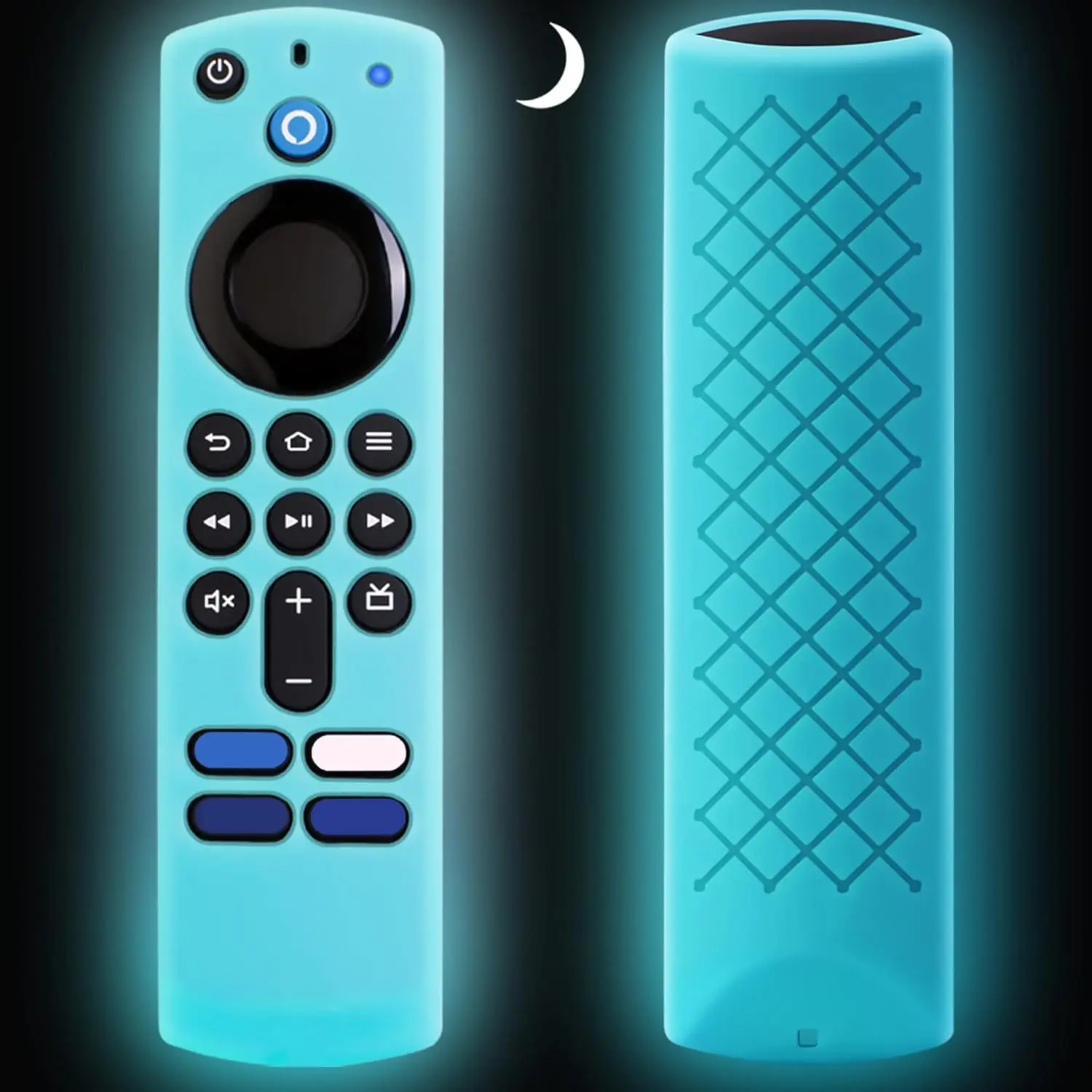 Remote Cover Compatible with Alexa Voice Remote for Fire TV Stick 4K / Fire TV Stick HD, Glow in The Dark, Blue