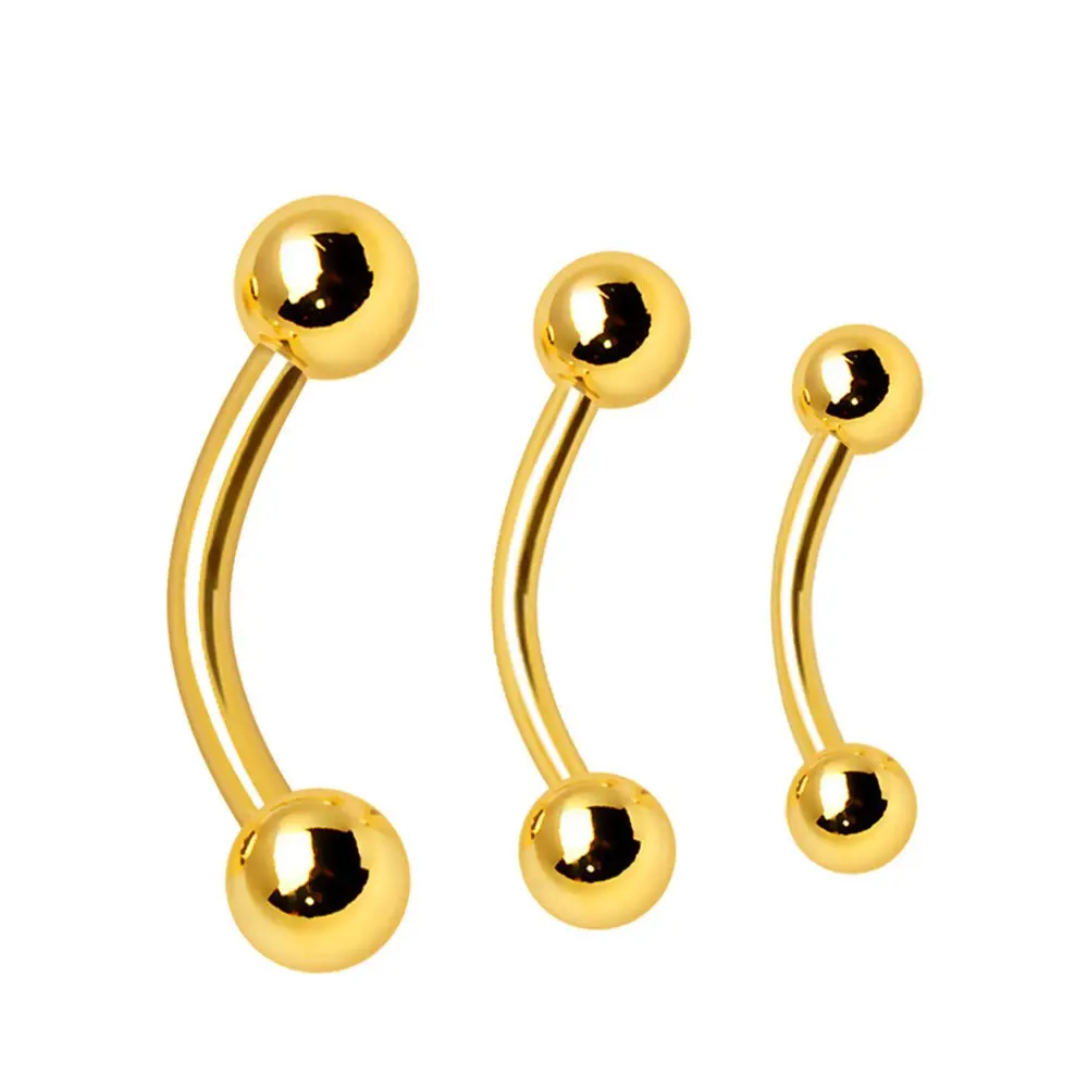 Gold Plated 316L Surgical Steel Curved Barbell Eyebrow Ring