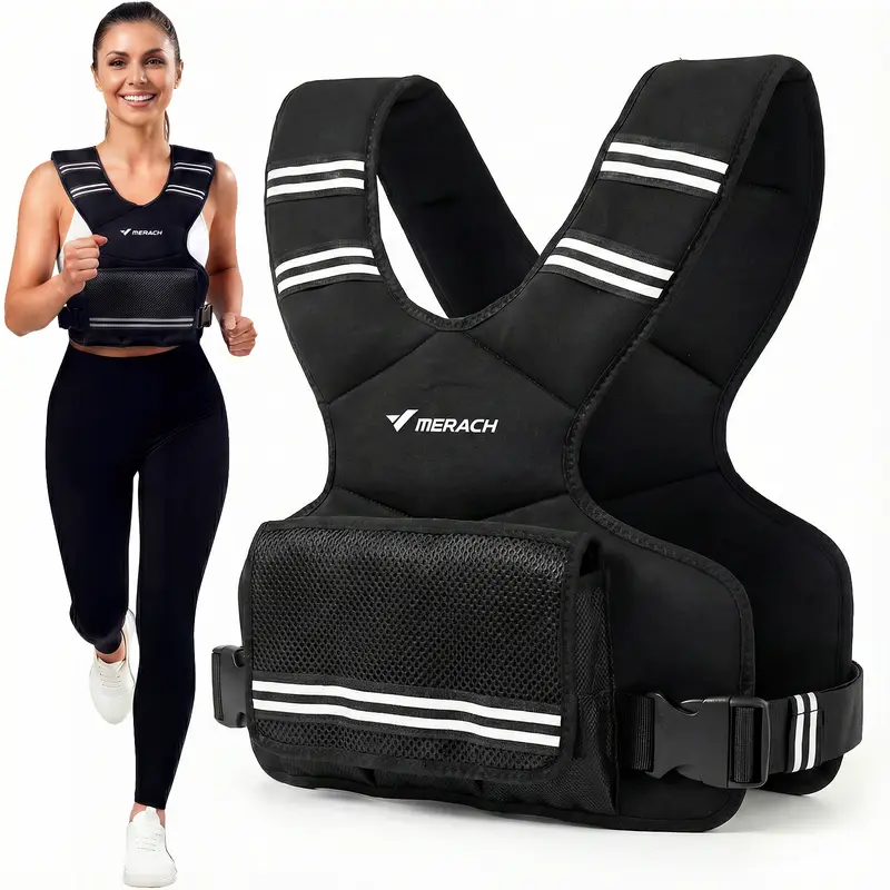 Merach Adjustable Weighted Vest 4–10 lbs with Removable Weight Packs, Lightweight Training Vest with Secure Fit for Walking, Running, Strength Training & Home Workouts BackToSchool