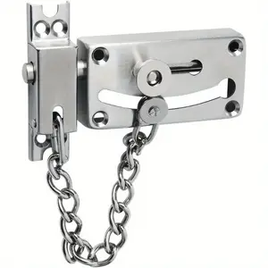 Heavy-Duty Double-Sided Sliding Bolt Door Lock with Chain - Anti-Theft Spring Latch, Brushed Nickel Finish, Durable SUS304 Stainless Steel Interior, Ideal for Secure Home & Office Doors, Door Locks for Home