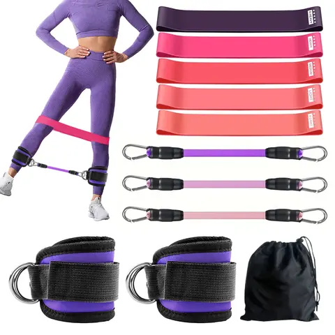 Resistance Bands Set, Elastic Resistance Band and Ankle Resistance Band with Adjustable Cuffs, Fitness Equipment with Carry Bag, Resistance Training Bands for Arm Leg Butt Training Home Gym Workout, Yoga, Working out equipment