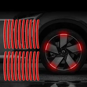 20PCS Car Wheel Reflective Stickers, Universal Rim Reflective Tape Decals, Wheel Hub Safety Warning Strips for Cars, Motorcycles, Electric Bikes, Night Visibility Accessories