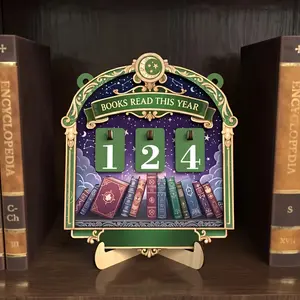 Book Reading Tracker Wooden Sign, Three Styles Colors, Annual Reading Counter, Book Lover, Library Reading Tracker, Bookshelf Decoration, Reader Gift, Book Tracker, Bookend, Home Office Decor