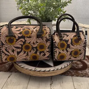 Sunflower Tooled Leather Speedy Bag with Elegant Floral Design and Durable Construction
