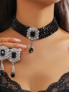 Elegant Artificial Crystal Jewelry Set, Party Fashion Jewelry, Daily Wear Accessories, Perfect Birthday Gift, Stylish Complete Set