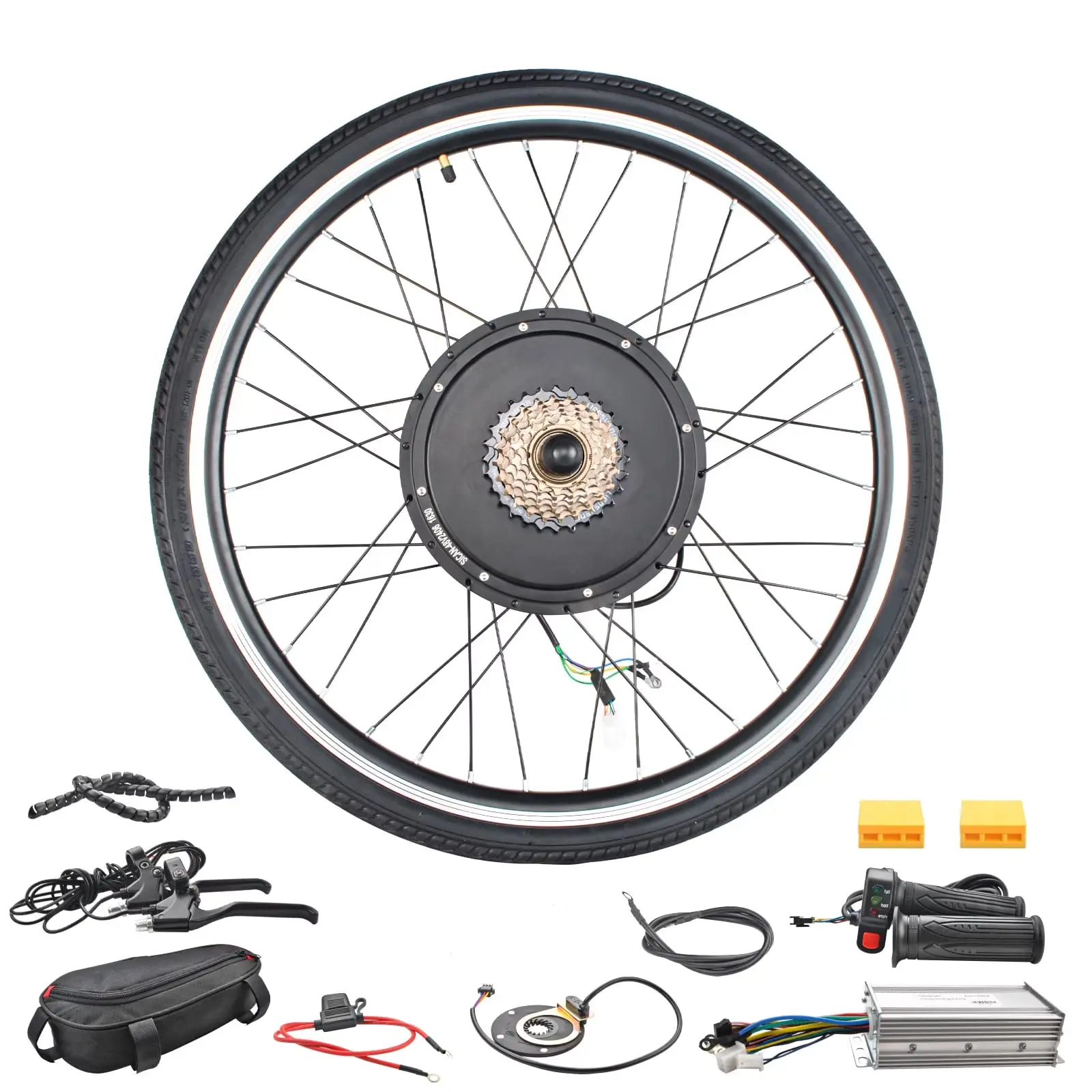 48V 1500W Electric Bike Conversion Kit - Mountain Bike Compatible Hub Motor Kit, 26" Front/Rear Wheel Cassette Motor Retrofit for Universal Ebikes