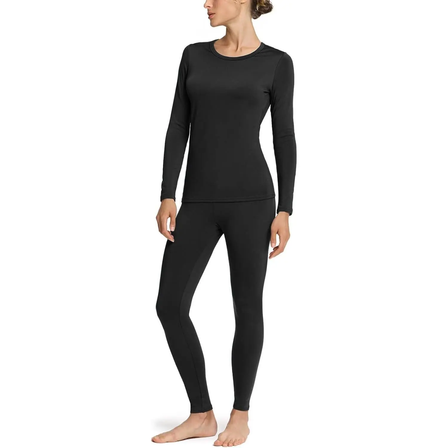 Women's Thermal Underwear Set, Soft Fleece Lined Long Johns, Winter Warm Base Layer Top & Bottom