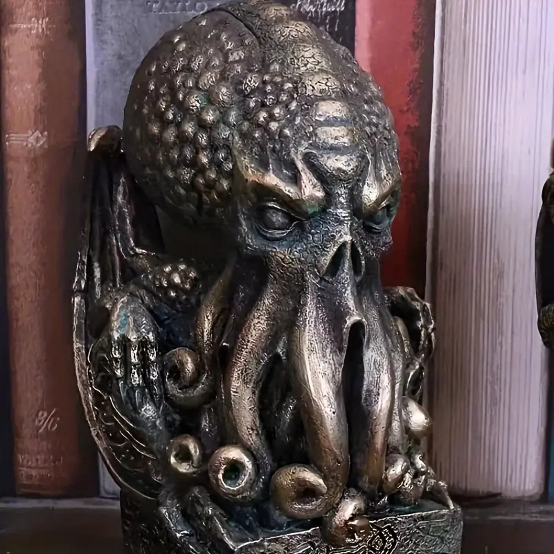 Cthulhu Mythos Octopus Resin Statue - Gothic Art Collectible, Resin Desktop Ornament, Home Supplies for Home, Office Black Decor