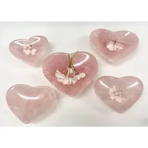 Wholesale Lot 5 pcs Natural Rose Quartz Heart Bowls Crystal Healing Energy