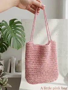 Handmade Crochet Mini Bag | Soft Pink Knit Tote | Aesthetic Small Pouch Gift