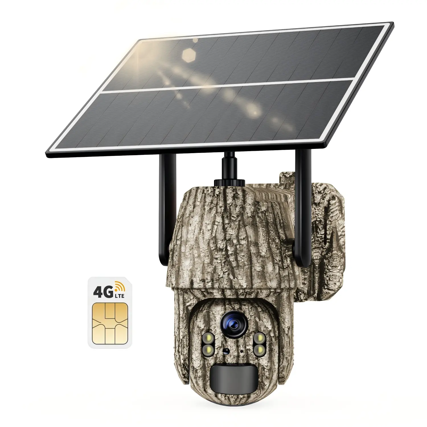 Cellular Trail Camera 3rd Generation 4G LTE with Solar Panel, Live Video Game Camera Include SIM Card with 360° Pan Tilt, Motion Activated, 2K Color Night Vision, No Wi-Fi, IP65 for Wildlife