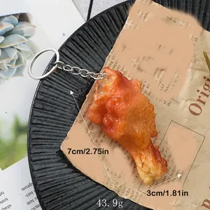 1/20pcs New Chicken Leg Chicken Wing Keychain Imitation Orleans Grilled Wing Key Chain Bag Decoration Pendant
