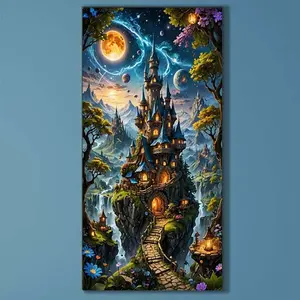 5D DIY Full Drill Diamond Painting - Diamond Painting Kit Castle, Starry Sky Mosaic Canvas DIY Wall Art, Home Wall Decoration