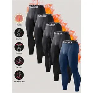 5 Pack Men's Compression Pants For Workout, Running, Basketball - Sports Baselayer Leggings