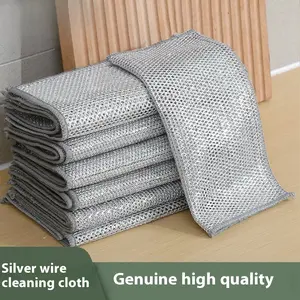 10 Counts Dishwashing Rags，Durable Multi-Purpose Dish Scrubber, 10-Pack Thick Scratch-Resistant Cleaning Pads for Tough Stains, Gentle on Cookware, Dry and Wet Use Kitchen Brushes Sponges，Wire Dishcloths，