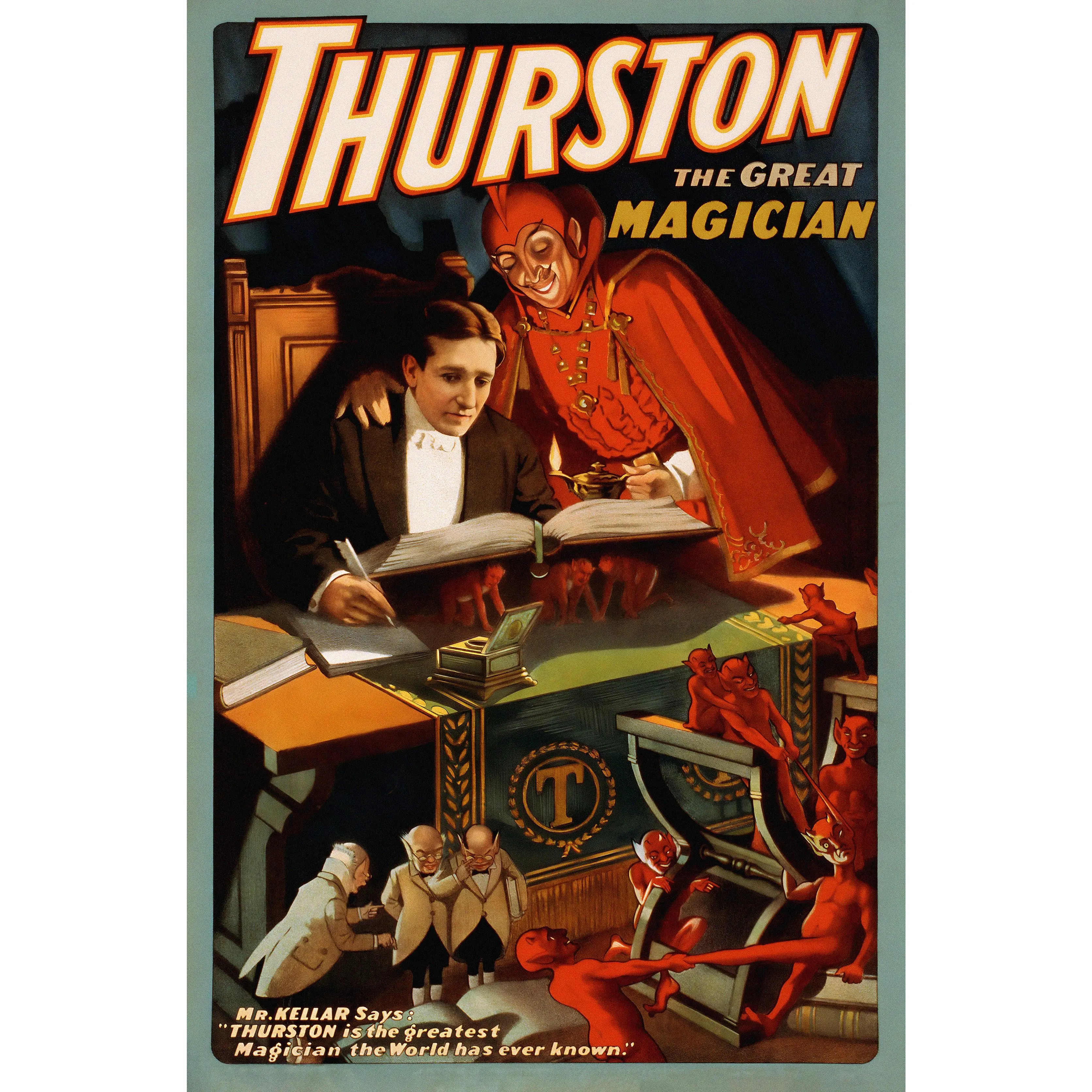 Thurston the Great Magician Poster – Vintage 1910s Magic Show Illusion Art Reproduction Print