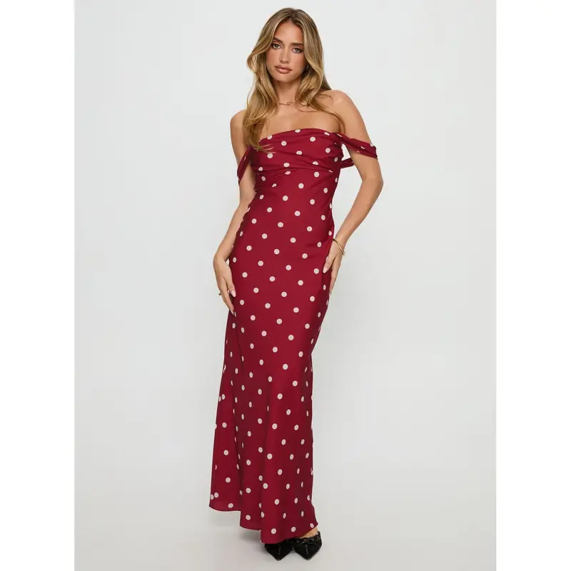 strapless open back dress Vintage 50s 60s Red and Black Silk Blend Abstract Polka Dot Fit n Flar – LA  Retro Girl main image 0