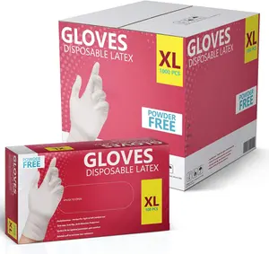 New Disposable Latex Gloves, Powder Free 100 per Box | 1000 Case AroPaw