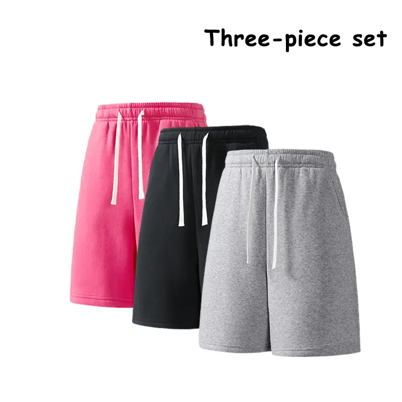 3 pcs multicolor basic lounge shorts with drawstring elastic waist, casual everyday streetwear shorts