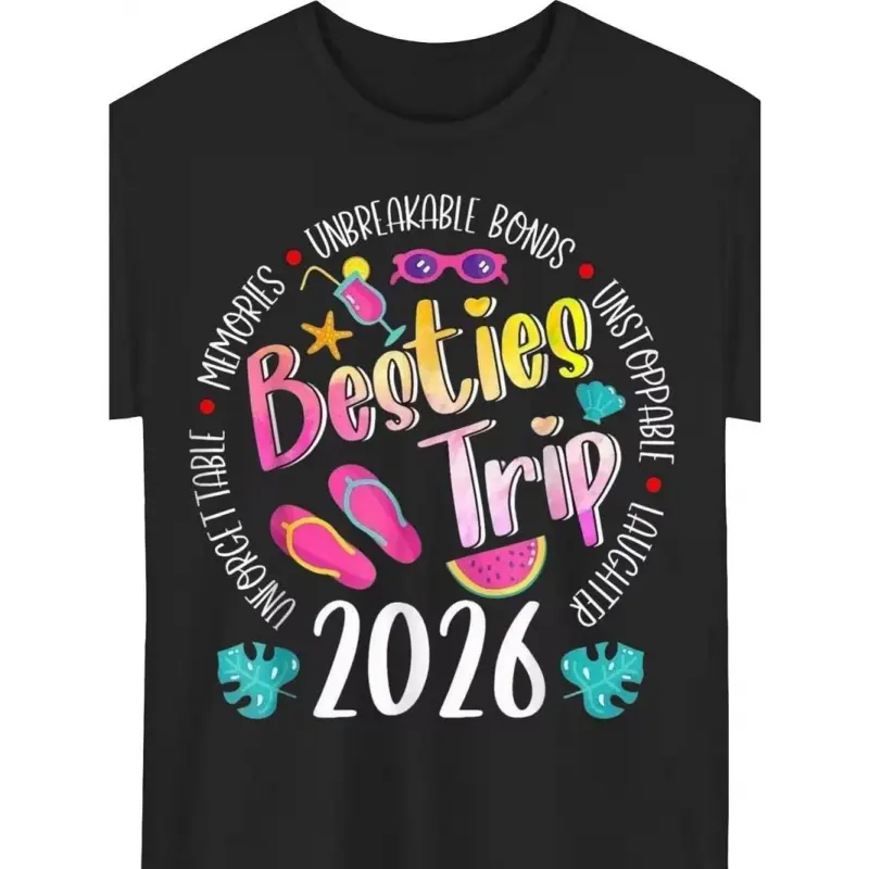 Besties Trip 2026 T-Shirt, BFF Vacation Graphic Tee, Girls Trip Casual Outfit, Best Friends Matching Shirt