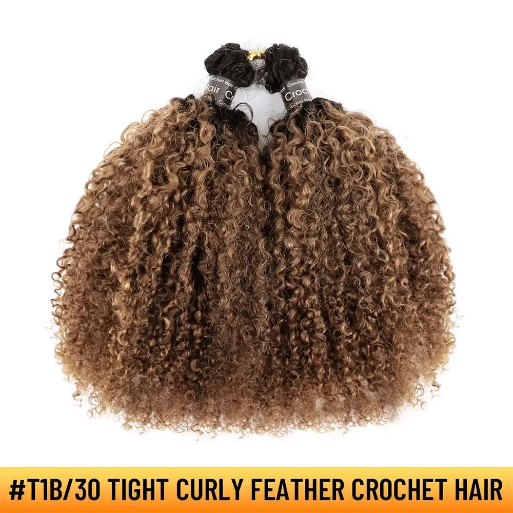 YGwigs #T1B/4, #T1B/30 Ombre Color Tight Curly Feather Crochet Human Hair Mircale Knots 60g/Bundle YGwigs #T1B/4, #T1B/30 Ombre Color Tight Curly Feather Crochet Human Hair Mircale Knots 60g/Bundle