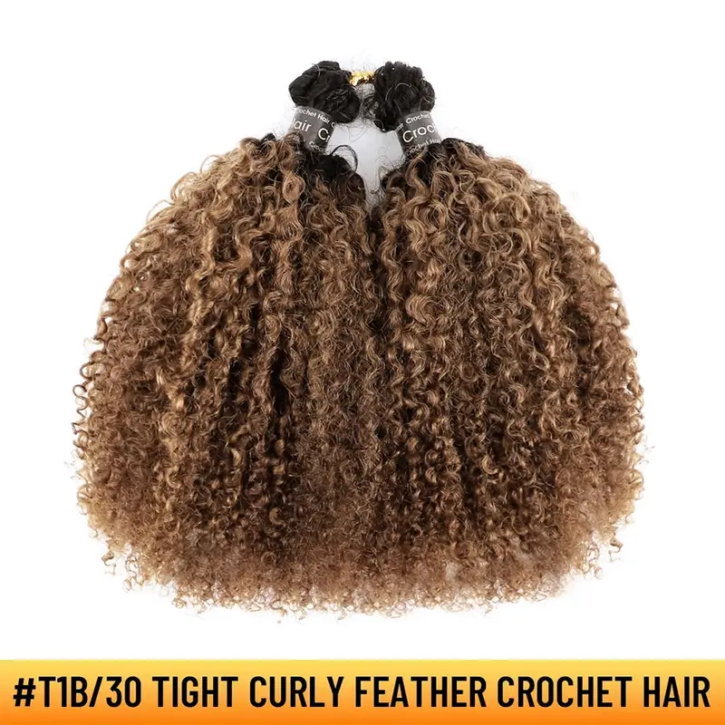 YGwigs #T1B/4, #T1B/30 Ombre Color Tight Curly Feather Crochet Human Hair Mircale Knots 60g/Bundle