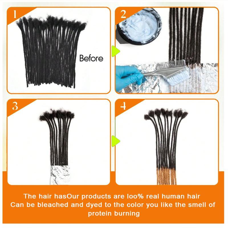 CCLG 0.6cm Width Quick-Install Handmade basic style Dreadlocks 100% natural Human Hair Dyeable Bleachable 4-12in add  length for Man Women Kids Braided Hair Extensions Glueless Reusable Bleach Dye Safe Afro-Kinky Texture