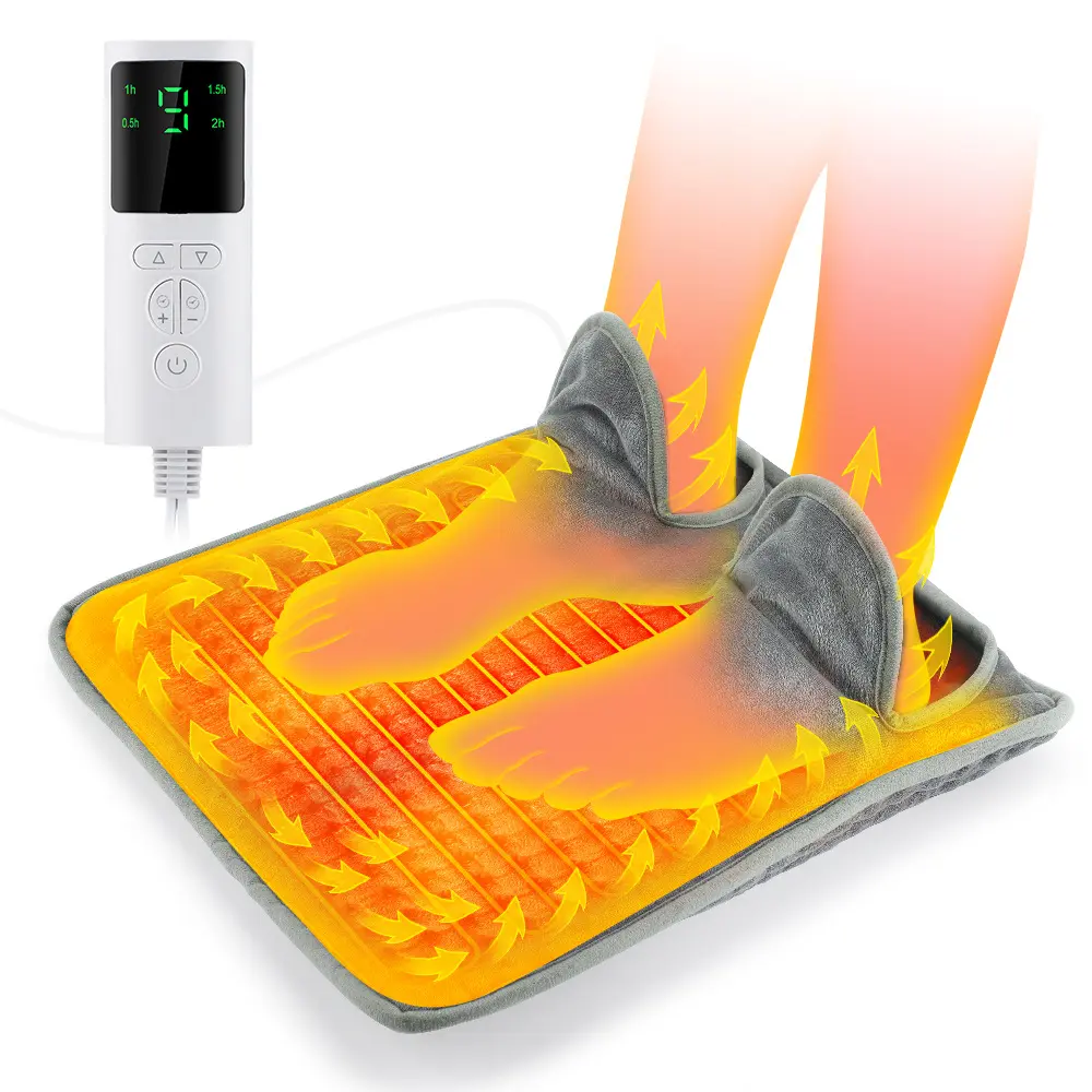 UNIQNOVA Electric Heated Foot Mat Warmer for Men and Women with LCD Display 9 Temperature Settings for Feet Back Lumbar and Full Body Comfort