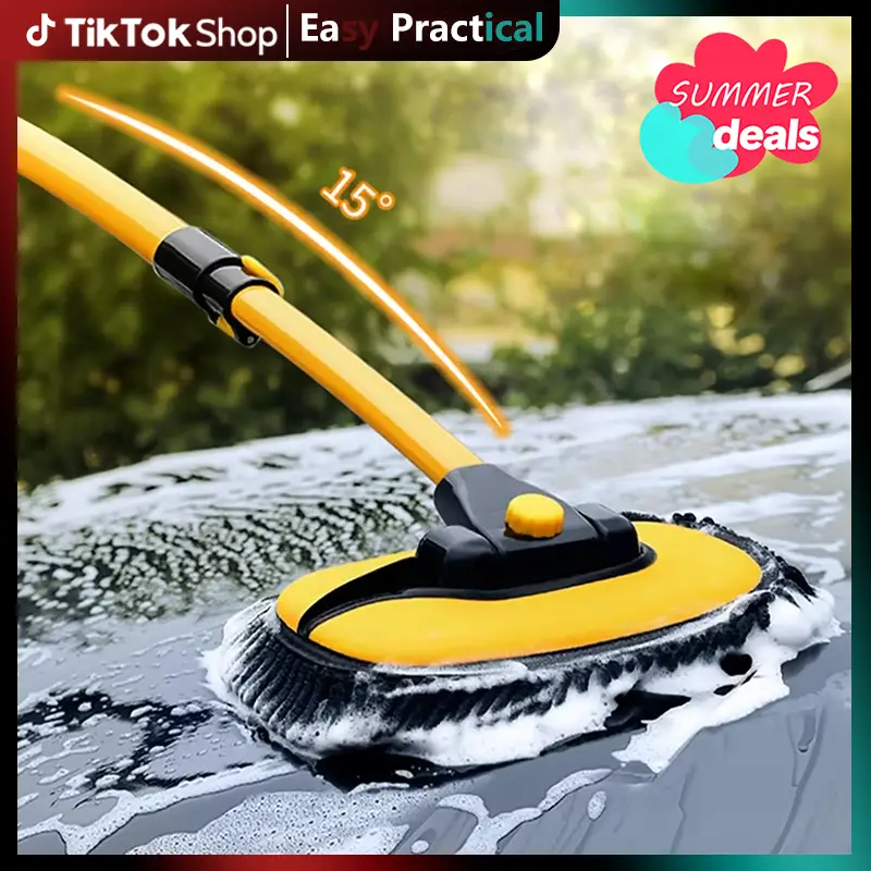 43'' Long handle car wash mop,15° Ergonomic design,Microfiber material,Avoid scratching,Retractable aluminum pole(Durable),suitable for Cars, Truck, S