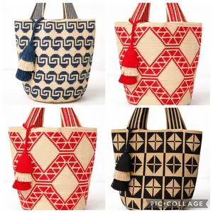 XXL Wayuu Mochilón Bag -  Geometric Design - Handmade Tote - Durable Cotton - Open-Top - Thick Shoulder Strap - Perfect for Travel & Daily Use