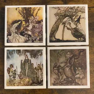 Fairy Tale Vintage Art Ceramic Coasters - Set Of 4