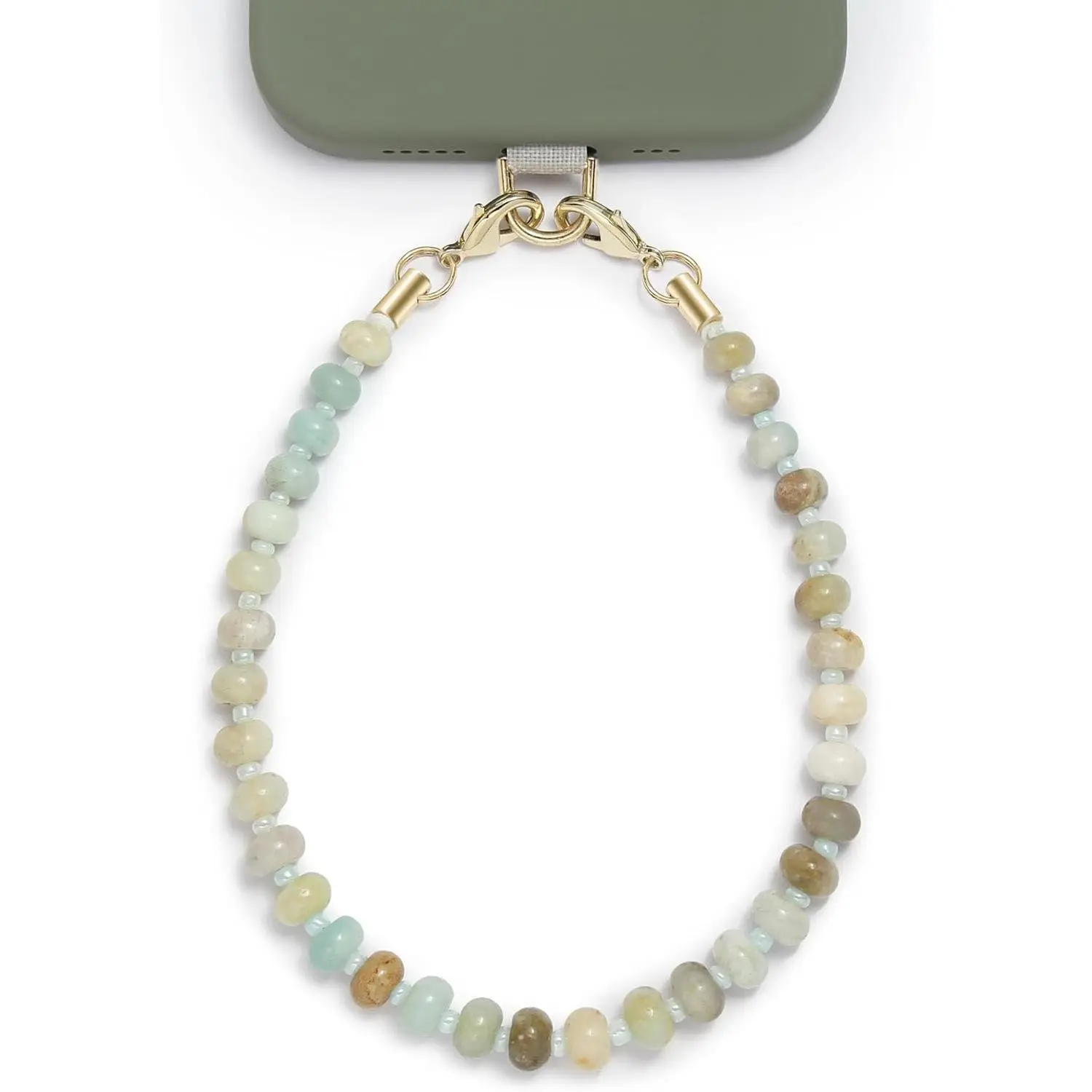 POSADINA Natural Stone Phone Charm, Beaded Healing Phone Wrist Strap, Handmade Cellphone Chain Lanyard with Tether Tab