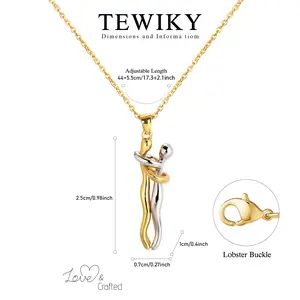 Tewiky Love Hug Couple Necklace Unisex Men Women Hugging Pendant Necklace Jewelry Valentine's Day Gifts For Christmas 2024 ornament trending  jewellery For Valentine's Day Adjustable Length Lobster Buckle