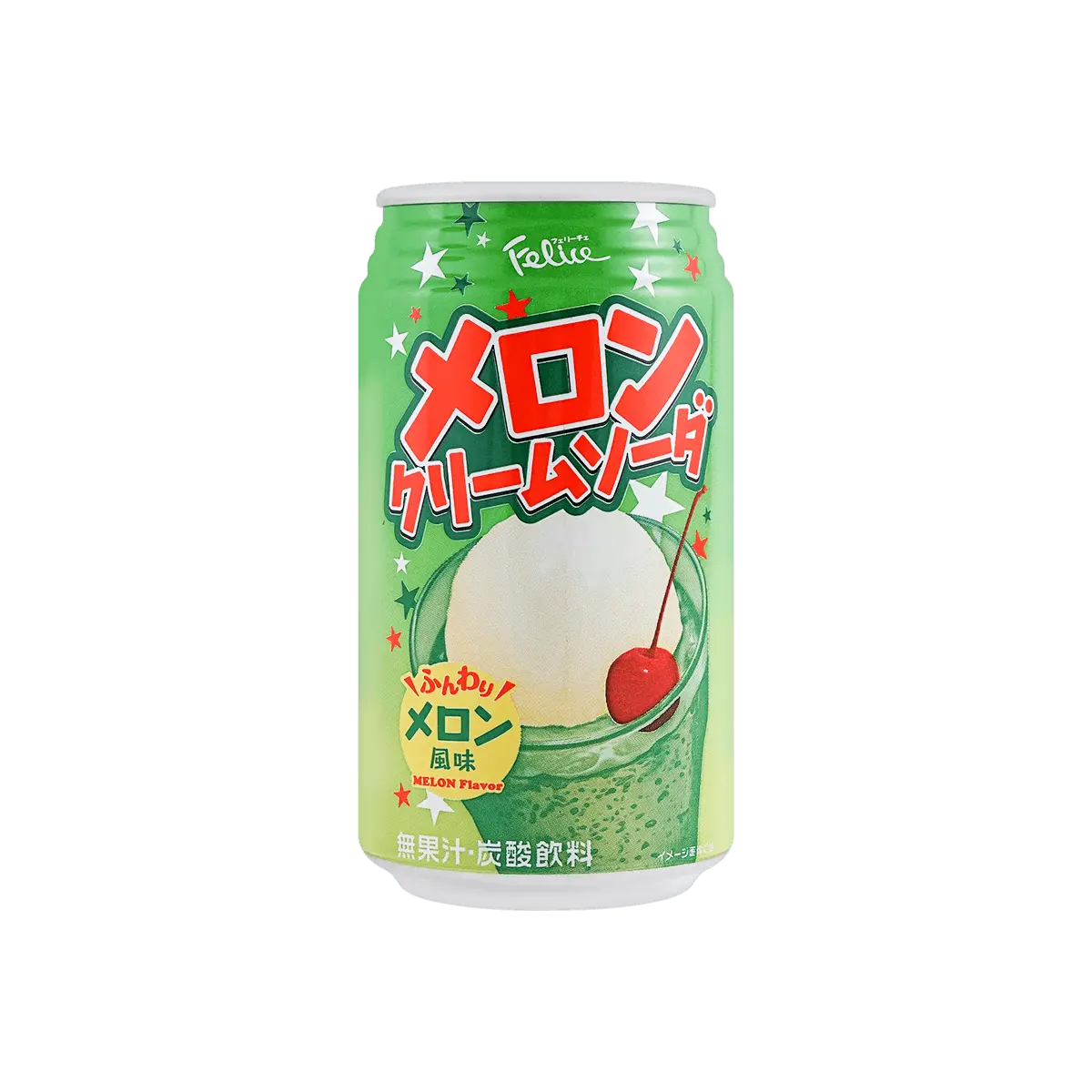 FELICE Japanese Melon Cream Soda - 350ml Sparkling Carbonated Drink, Refreshing Japanese Soda