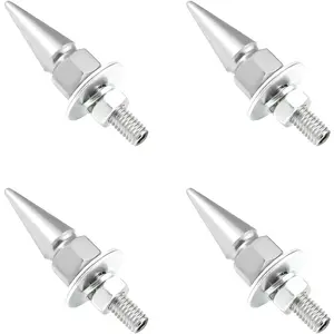 4 PCS Spikes License Plate Screws for Car, Anti Theft Spike Shape Aluminum Car Plate Frame Fastenings Bolt, Cool Licence Plate Screw Set for Car Truck Motorcycle, Car Accessories (Silver)