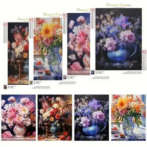 Beginner DIY Diamond Painting Kit , Full Round Drills, Flower Theme Acrylic Gems, Perfect Handmade Home Decor Gift