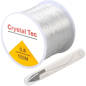 Elastic String Cord for Bracelet Making, 0.8mm Clear  Stretchy String, 328Feet for Bracelets,  Making and Clay Seed Stone Beads Beading for Adults (100M, 0.8MM)