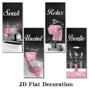 Bathroom Decor Wall Art, 4 Counts/set Bathroom Wall Decor, Funny Bathroom Hanging Decor, Home Bathroom Decor, Room Decor, Home Decor, Modern Home Decor, Poster