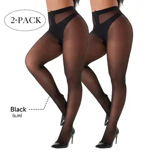 2-Pack Women's 20D Sheer Back Seam Heart Pattern Tights Elegant High Stretch Pantyhose Black One Size for Work Casual Everyday Wear - Womenswear, Fit