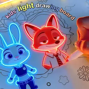 11.8” Rechargeable LED Drawing Board with  Light Modes, Light Up Reusable Acrylic Message Board,Illuminated Night Light, Includes 7-color fluorescent pen, Rags , Neon Colors Markers &Dry Erase Board for Kids, Office& Store Display,Gift for kids.
