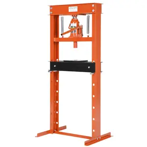 Garvee Heavy Duty 12 Ton Hydraulic H-Frame Shop Press - Adjustable Height - Q235 Steel, Safety Relief Valve & Particulate Cover - Metal Bending & Straightening - Industrial Power Equipment