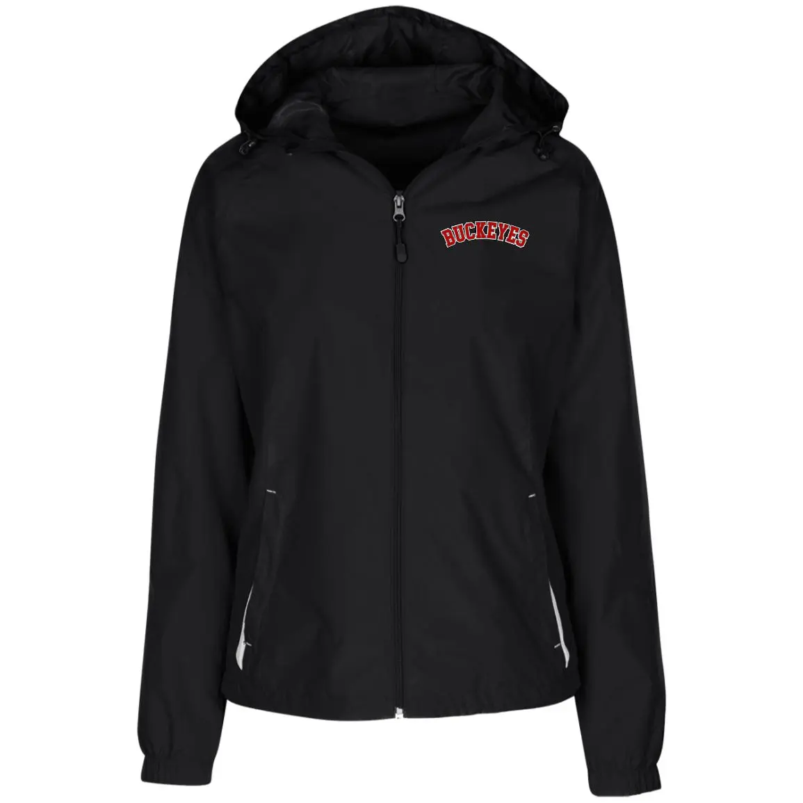 BUCKEYES Ohio State Ladies' Jersey-Lined Hooded Windbreaker