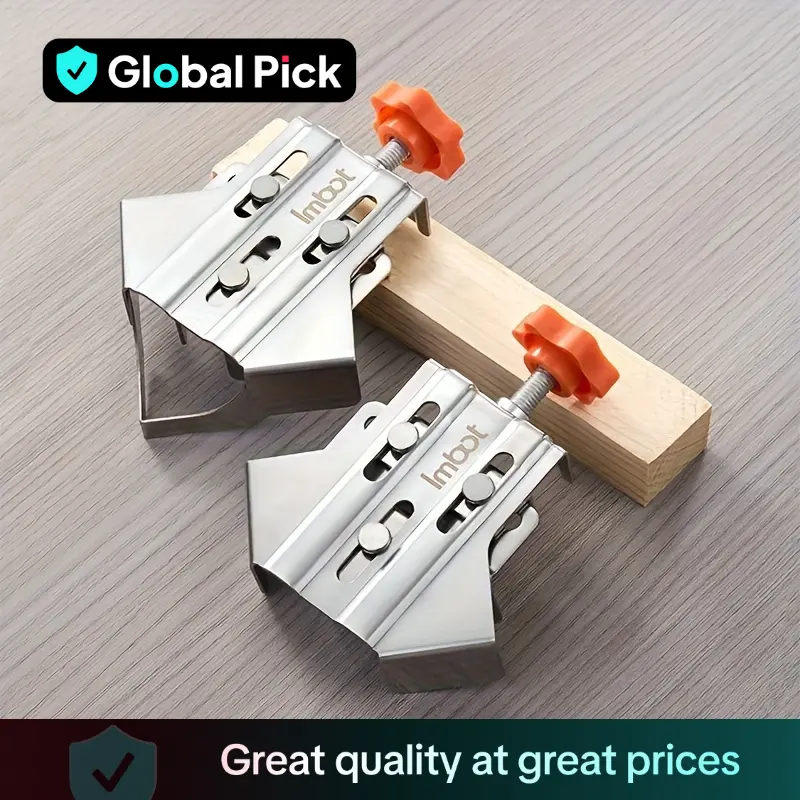 IMBOT Stainless Steel Adjustable 90-degree Right Angle Clamp, Durable Self Locking Plate Design Fixing Clamp for Woodworking & Daily Use, Metal