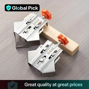 imbot stainless steel adjustable 90-degree right angle clamp, durable self locking plate design fixing clamp for woodworking & daily use, metal desk mount clamp, heavy duty