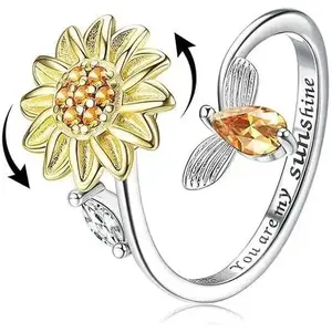 Fidget Spinner Worry Ring, Stress Relief Rotating FingerRing