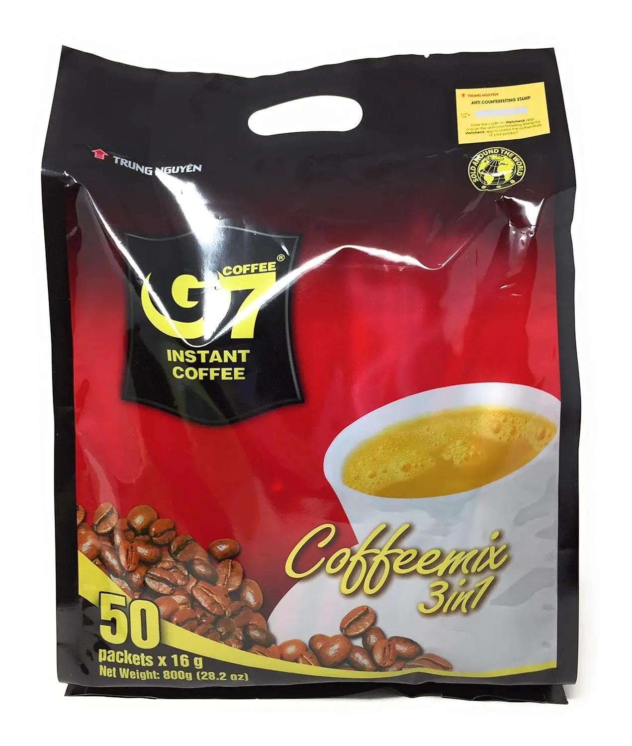 Trung Nguyen G7 3-in-1 Instant Vietnamese Coffee (50 Sachets) – Bold Strong Flavor with Sugar & Non-Dairy Creamer